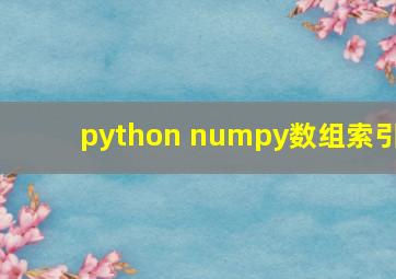 python numpy数组索引